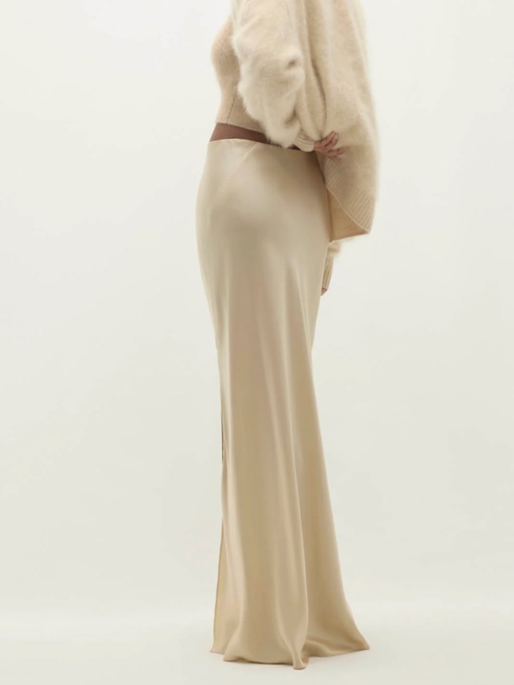 NWT NAKED CASHMERE Silk Maxi Skirt in Barley (Gold) Medium